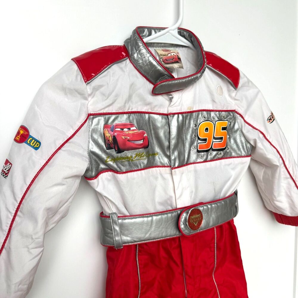 Disney Pixar Cars Lightning McQueen Costume Jumpsuit Kids XS 4 Light Up & Sound